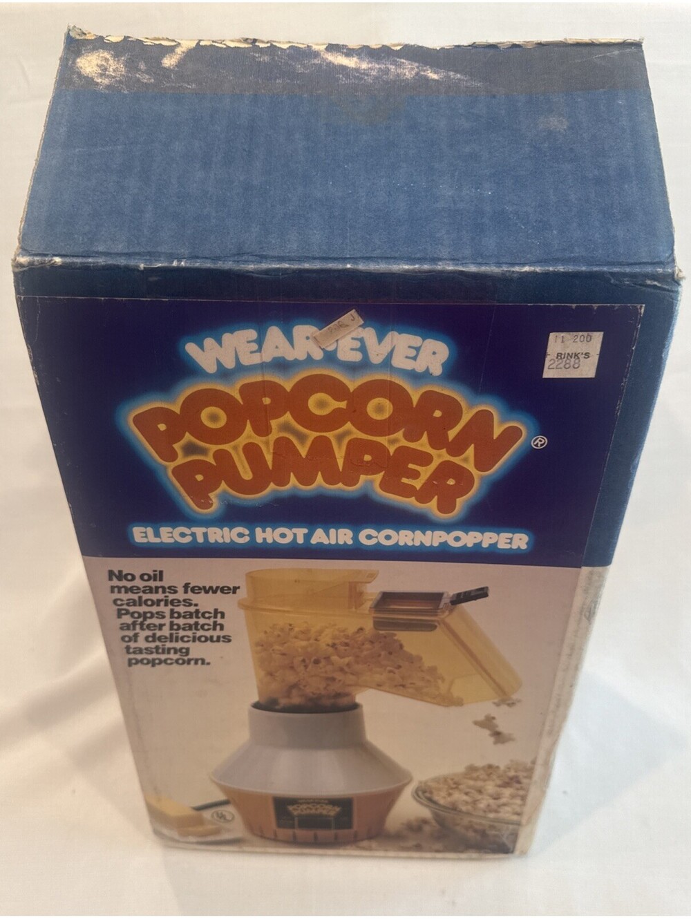 Vintage Wear-Ever Hot Air Popcorn Pumper 73000 w/ Butter Dish- Box papers Tested